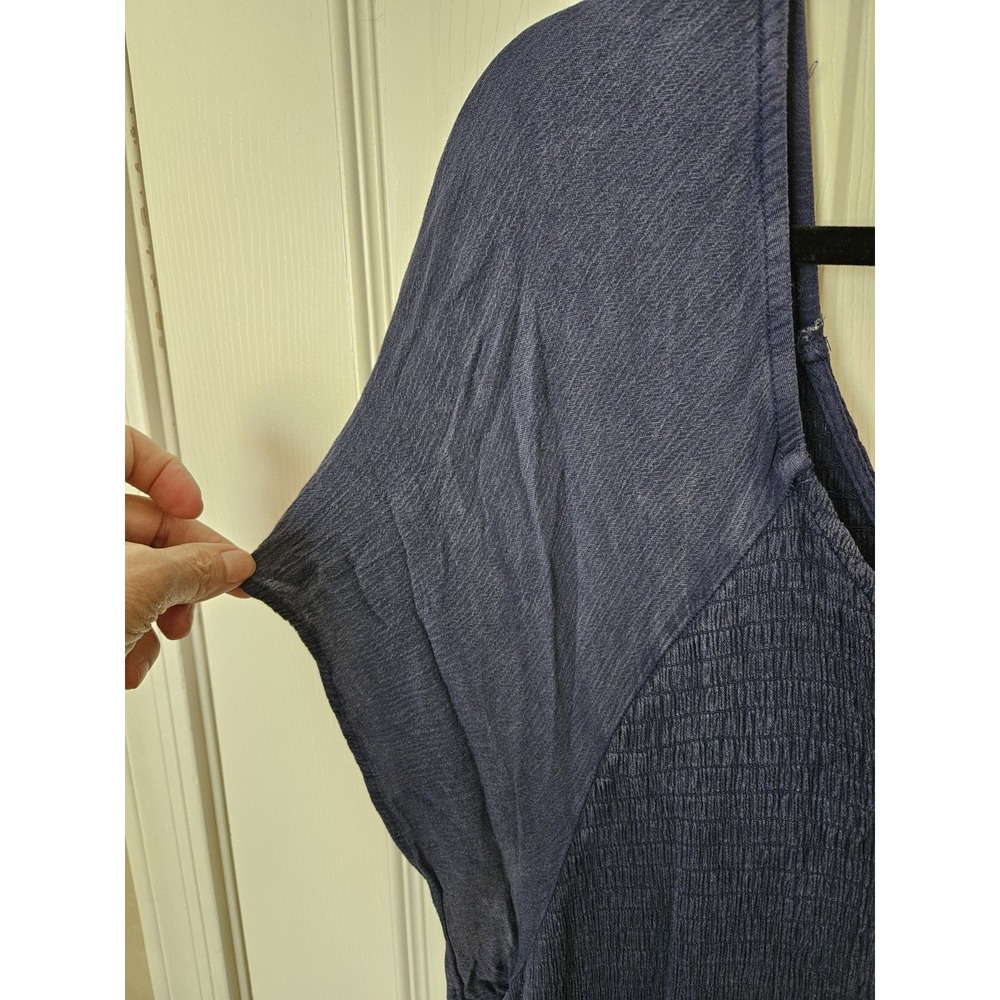 Torrid Blue Smocked Top Short Sleeve Side Pockets Gauze Midi Dress, Plus Sz. 4X - Picture 6 of 12